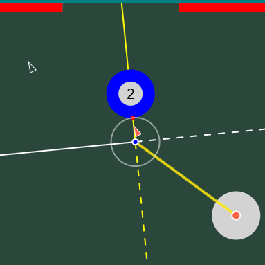 Ghost-ball aiming with alignment lines in the pool game