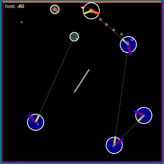 Puck Popper arena with pucks aiming and firing bullets