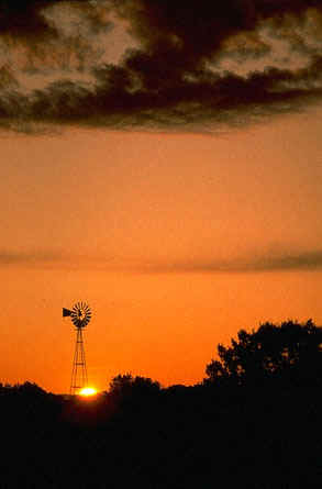 windmill at sunset